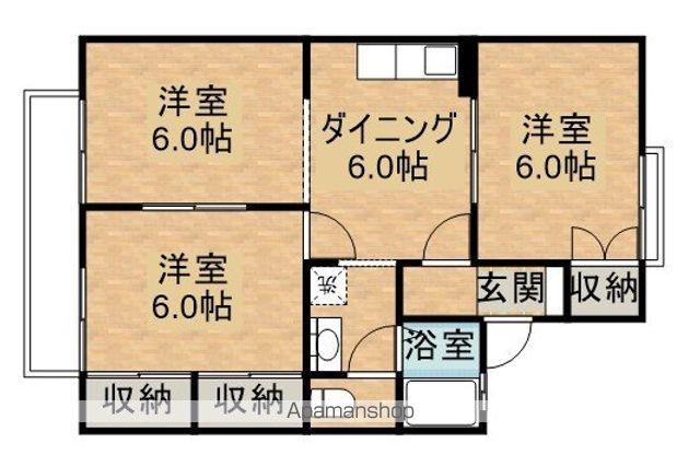 サウスリベール(3DK/1階)の間取り写真