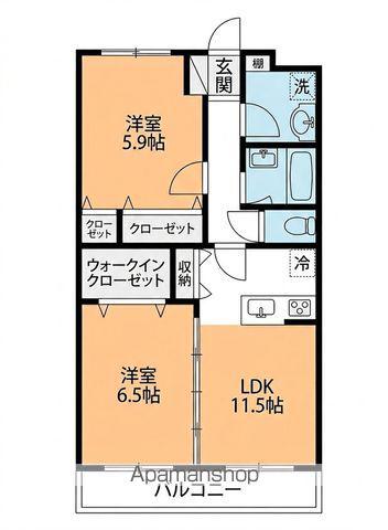 レジデンス ヒルイースト河渡(2LDK/3階)の間取り写真