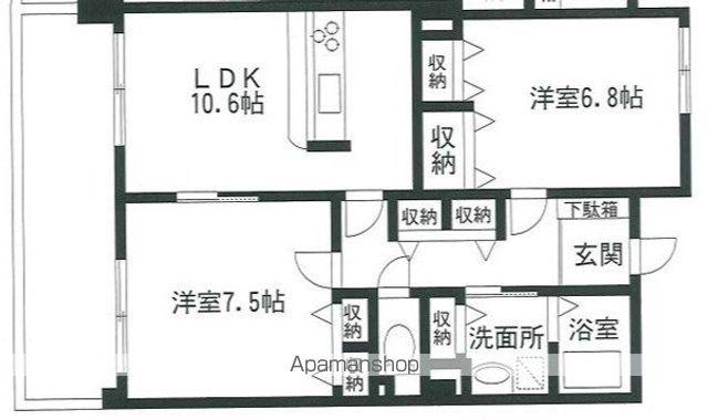 ラヴィーヌ(2LDK/2階)の間取り写真