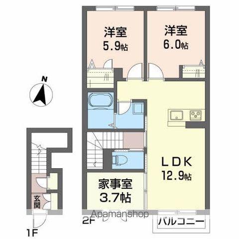 さくらフルールⅠ(2SLDK/2階)の間取り写真