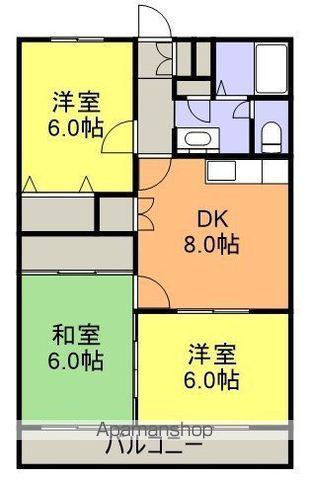 豊原マンション(3DK/2階)の間取り写真