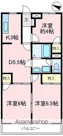 ハイネス狭山台(3DK/2階)の間取り写真