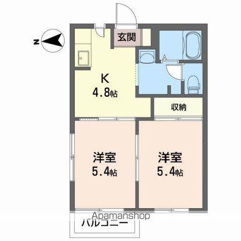 カーサ・デ・フロール(2K/2階)の間取り写真