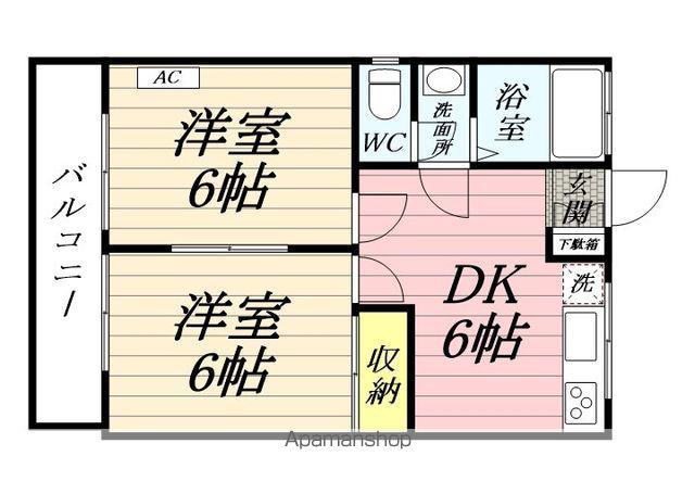 杉山コーポ(2DK/2階)の間取り写真