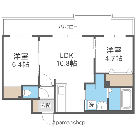 パーク農試館(2LDK/4階)の間取り写真