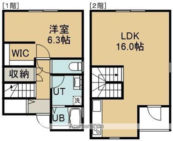 ランソン湯浜(1LDK/1階)の間取り写真