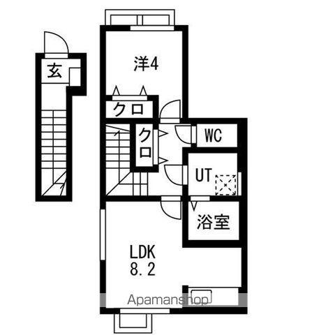 GRANDIR城北(1LDK/2階)の間取り写真