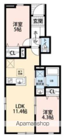 リーブルファイン新柏(2LDK/1階)の間取り写真
