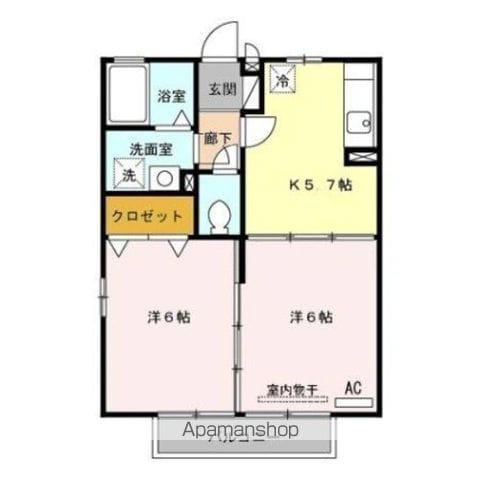 プラムハイツ(2K/2階)の間取り写真