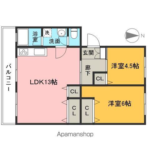 西武狭山グリーンヒル2号棟(2LDK/2階)の間取り写真