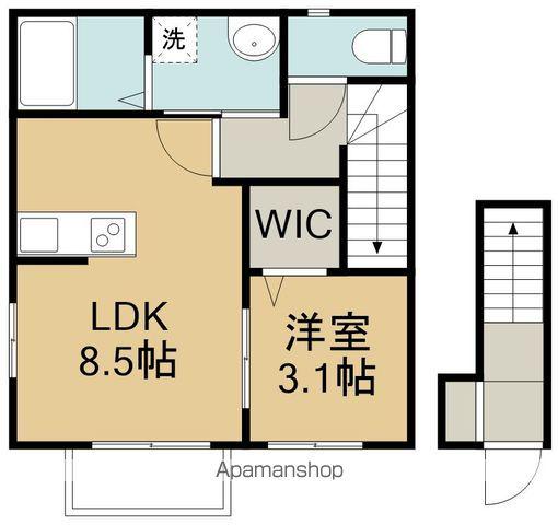 エクシリア原町Ⅱ(1LDK/2階)の間取り写真