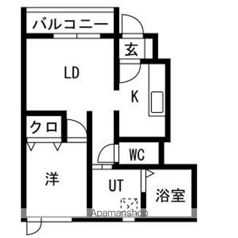 グリューンS(1LDK/1階)の間取り写真