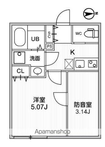 T'S CUORE MUSE落合(1K/1階)の間取り写真