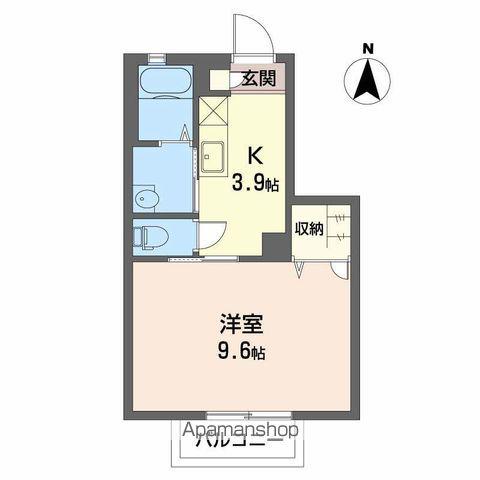 ディアス内川 D・E棟(1K/2階)の間取り写真