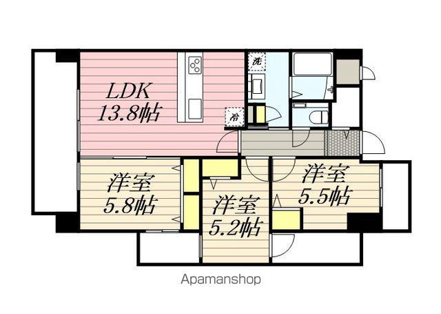 プラトウズ仲原(3LDK/3階)の間取り写真