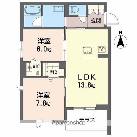 シャーメゾン 二口 パナⅩⅠ(2LDK/1階)の間取り写真