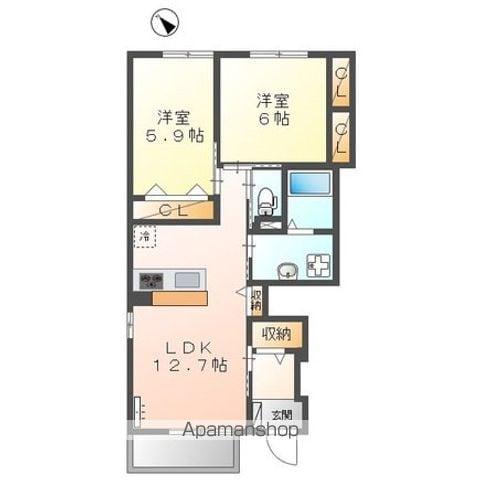 エクセ栗東(2LDK/1階)の間取り写真