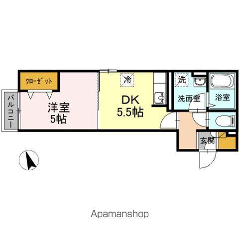 ラ・ルミエール中野坂上(1DK/2階)の間取り写真