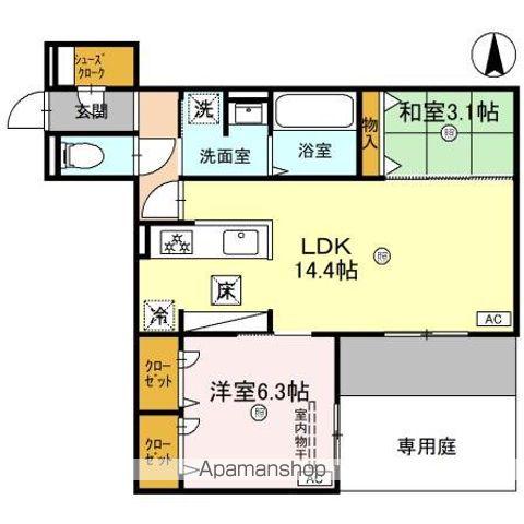 CLASHIST南住吉(2LDK/1階)の間取り写真