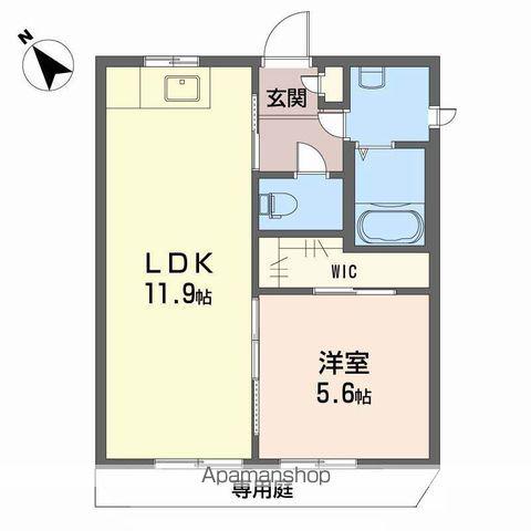 ディアス土居田 C棟(1LDK/1階)の間取り写真