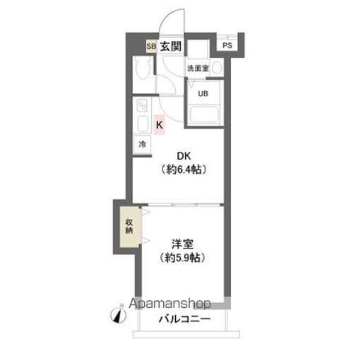 CIELBLUE千葉中央(1DK/2階)の間取り写真