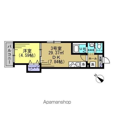 AJ高砂Ⅲ(1DK/2階)の間取り写真