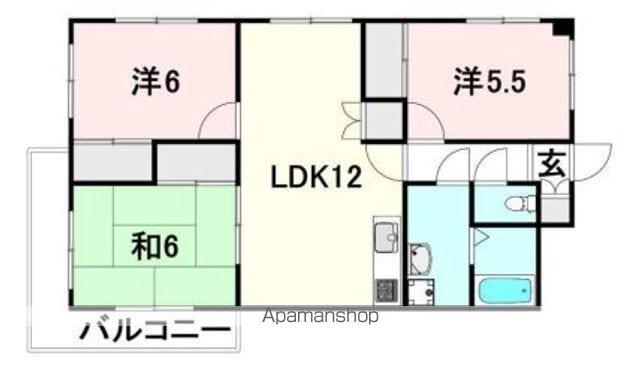 ハープ・スクウェアー(3LDK/2階)の間取り写真