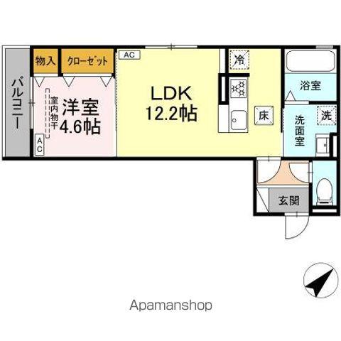 D-HILLS龍禅寺(1LDK/1階)の間取り写真