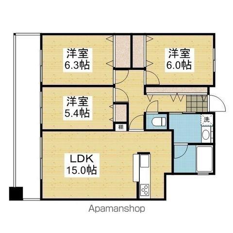 レベウェル三愛(3LDK/12階)の間取り写真
