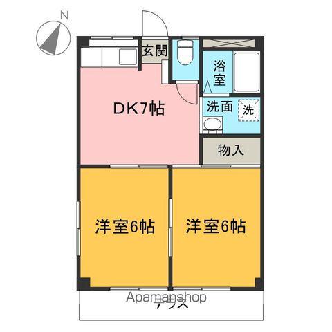 市川ハイツ(2DK/1階)の間取り写真