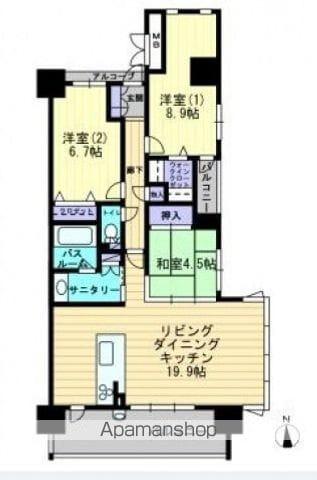 アルファステイツ千舟町通LUXA(3LDK/9階)の間取り写真