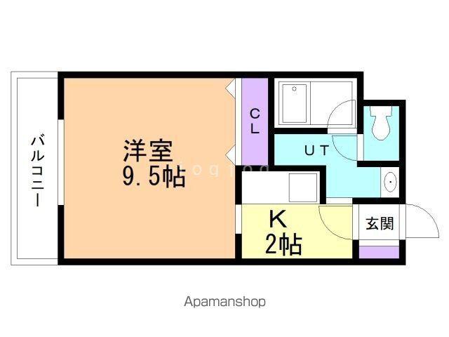 アグラン雄北(1K/4階)の間取り写真