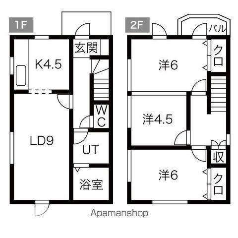 田沢湖線 前潟駅 徒歩9分 2階建 築21年(3LDK)の間取り写真