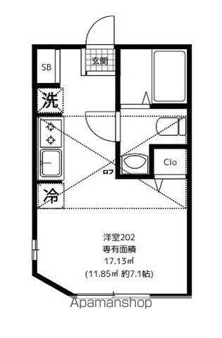 LA VIDABELLA横浜楽(ワンルーム/2階)の間取り写真