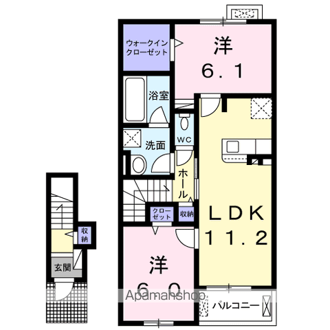 アルモニー八代Ⅰ(2LDK/2階)の間取り写真