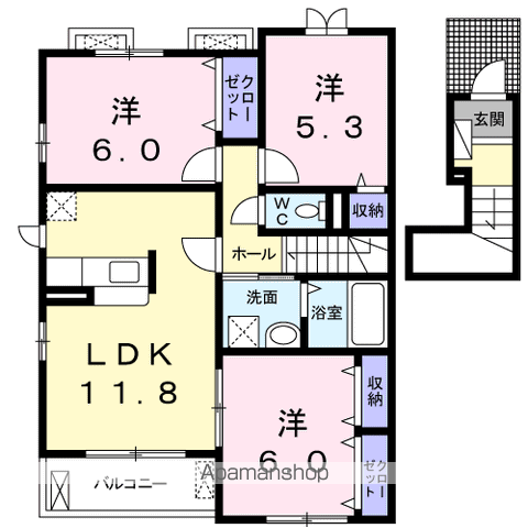 VILLA Y Ⅲ(3LDK/2階)の間取り写真