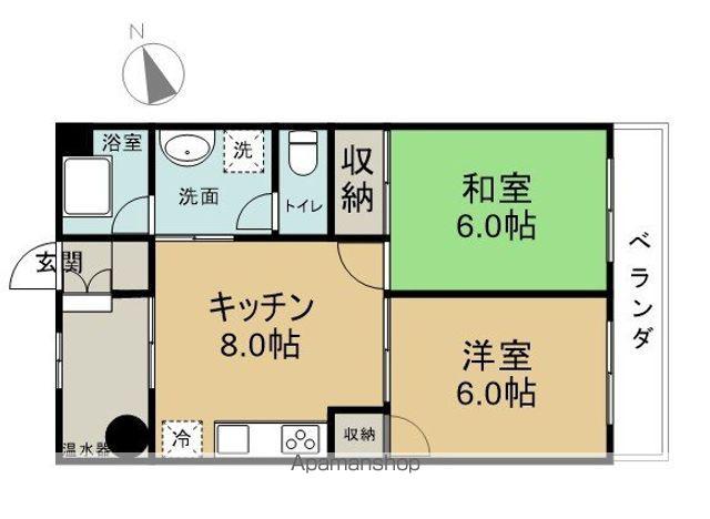 山陽コーポ(2SDK/3階)の間取り写真