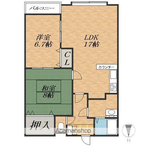根室本線 帯広駅 バス乗車時間:14分 宝来バス停で下車 徒歩1分 4階建 築32年(2LDK/1階)の間取り写真