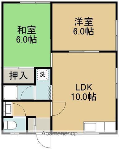 コーポ花園NO.3(2DK/1階)の間取り写真