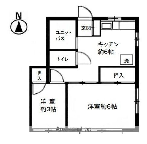 二村ハイツ(2K/3階)の間取り写真