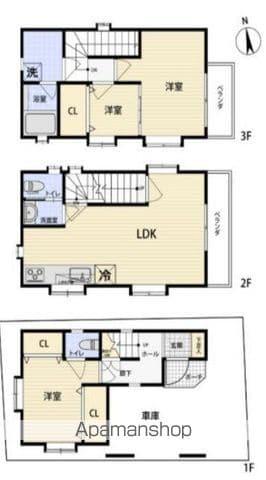 東京地下鉄東西線 神楽坂駅 徒歩4分 3階建 築23年(3LDK)の間取り写真