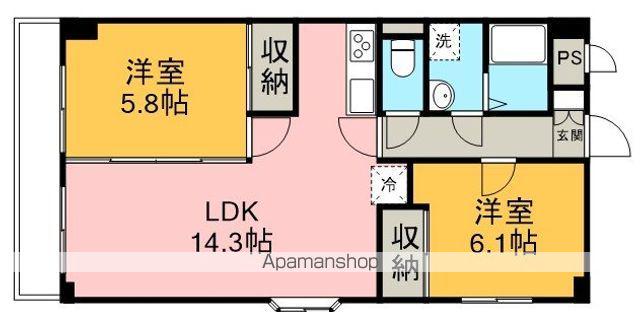 ヴィラ中川(2LDK/3階)の間取り写真