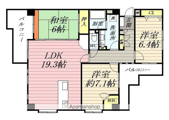 ライオンズヴィアーレ横濱ベイ壱番館(3LDK/4階)の間取り写真