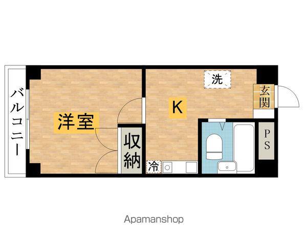 グロブナーハウス八王子Ⅱ(1K/4階)の間取り写真