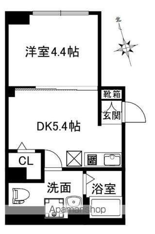 CREAL新富町(1DK/2階)の間取り写真