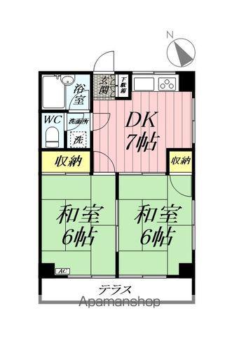 コスモハイツ(2DK/1階)の間取り写真