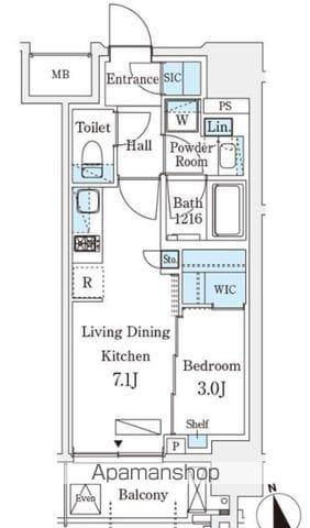 シーズンフラッツ浅草六丁目(1DK/6階)の間取り写真
