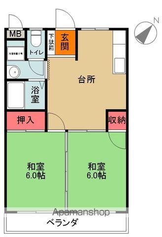 イーストテラス(2DK/4階)の間取り写真