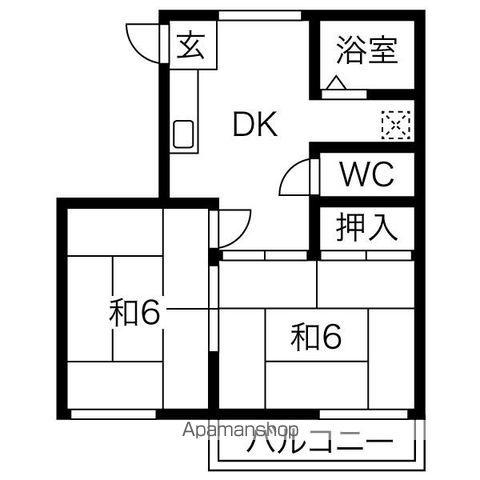 タウニーU(2DK/2階)の間取り写真