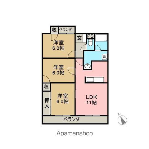 プレミールTY(3LDK/3階)の間取り写真